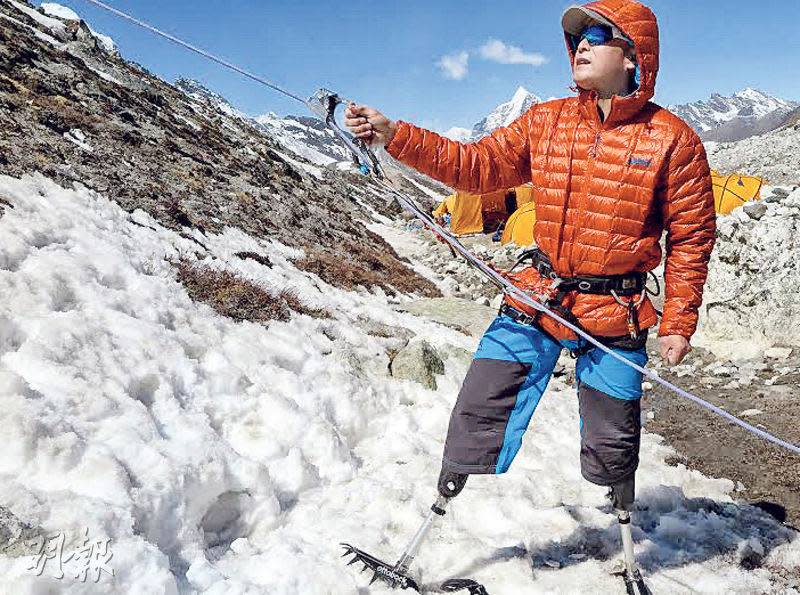 El alpinista amputado chino Xia Boyu. Foto: Facebook.