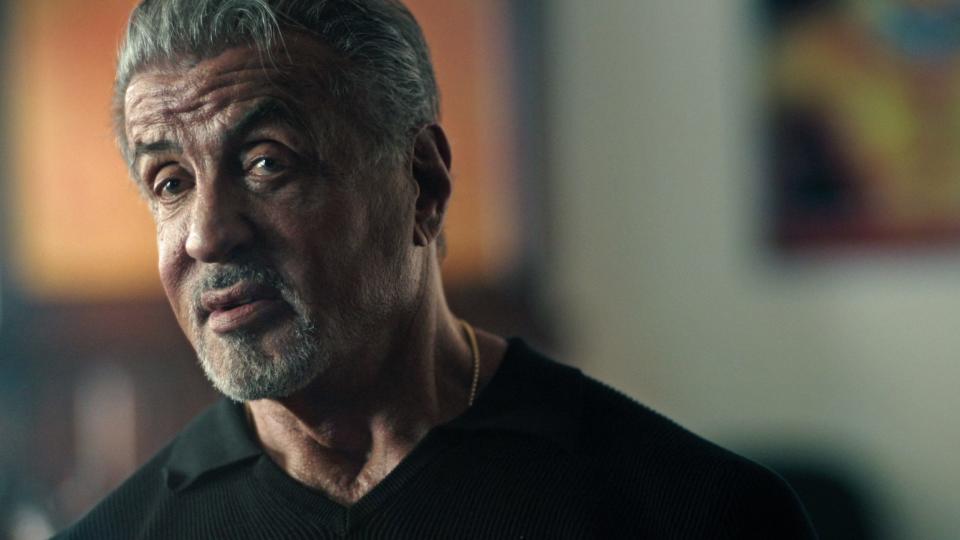 Sylvester Stallone in a black shirt