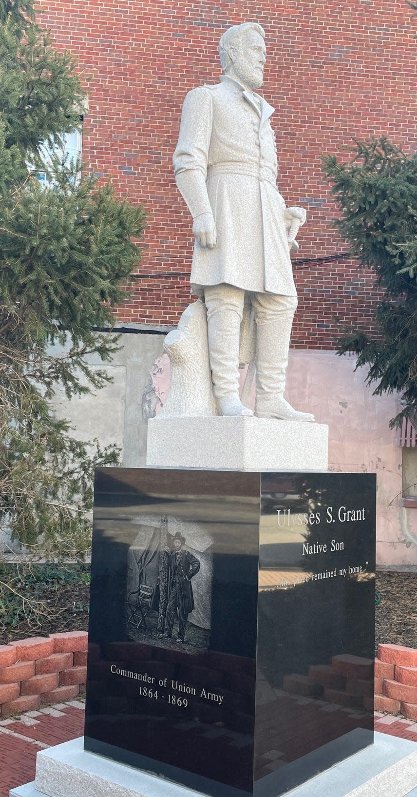 A statue of Grant stands opposite the Brown County Courthouse in Georgetown