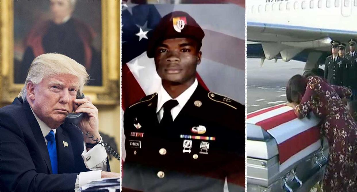 Donald Trump’s conversation with the mother of La David Johnson has been condemned (Rex)