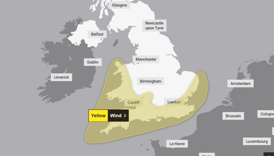 A weather warning is in place across Wales and south England for New Year’s Eve (Met Office)