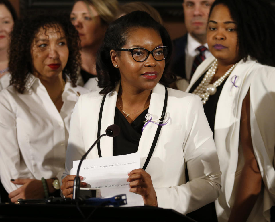 Ohio House minority leader Emilia Sykes, pictured here in March 2019, is among a group of Democrats in the state who proposed a resolution to declare racism a public health crisis. (Photo: AP Photo/Paul Vernon,)