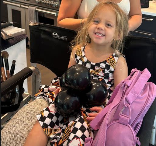 <p>brittany mahomes/Instagram</p> Sterling Skye Mahomes getting her hair styled on Sept. 15, 2024