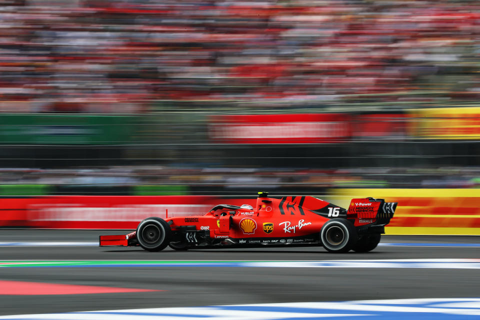 MEXICO CITY, MEXICO - OCTOBER 27: Charles Leclerc of Monaco driving the (16) Scuderia Ferrari SF90 on track during the F1 Grand Prix of Mexico at Autodromo Hermanos Rodriguez on October 27, 2019 in Mexico City, Mexico. (Photo by Mark Thompson/Getty Images)