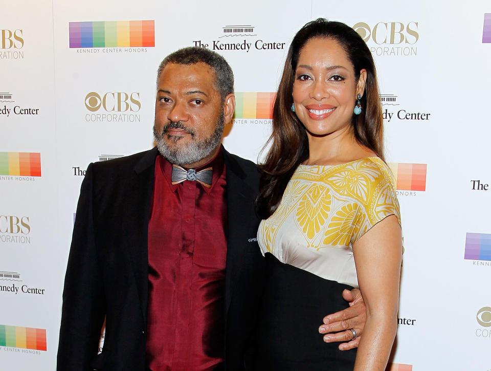 Laurence Fishburne and Gina Torres at the 38th Annual Kennedy Center Honors Gala at John F. Kennedy Center for the Performing Arts on December 6, 2015 in Washington, DC. (Photo by Paul Morigi/WireImage)