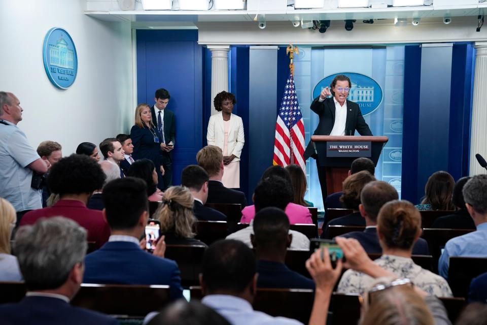 Matthew McConaughey, a native of Uvalde, Texas, talks about the mass shooting in Uvalde, as he joins White House press secretary Karine Jean-Pierre for the daily briefing.