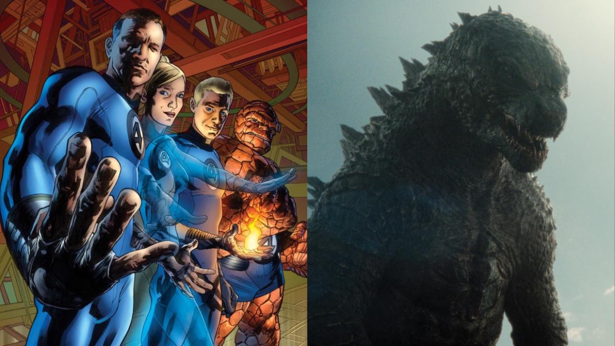  Marvel Comics artwork of the Fantastic Four, and Godzilla in Monarch: Legacy of Monsters. 