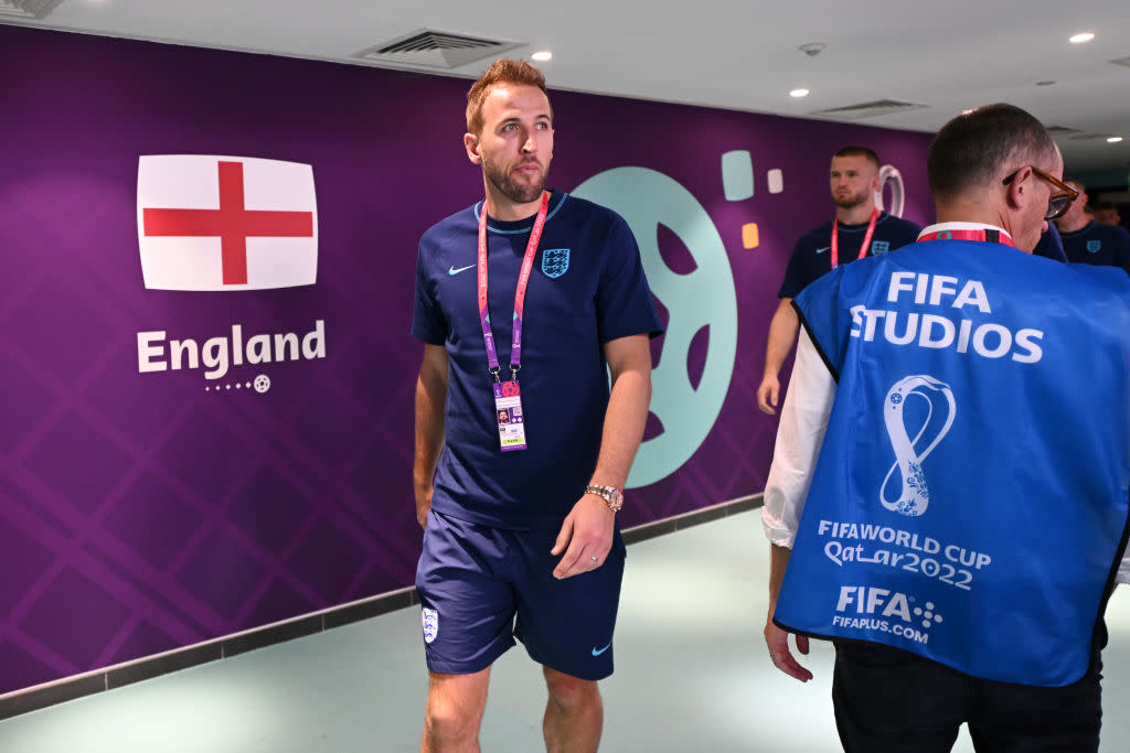 Stock picture of Harry Kane arriving ahead of England's first World Cup match against Iran. (Getty Images)