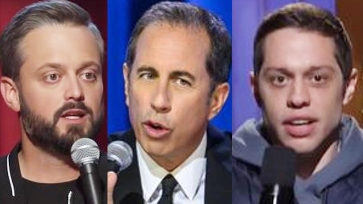  Nate Bargatze and Jerry Seinfeld performing stand-up  and Pete Davidson doing opening monologue on SNL. 