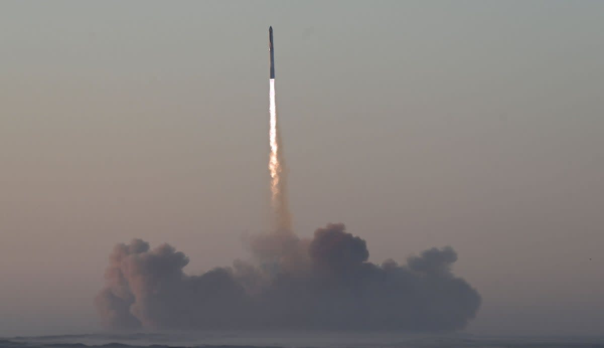 SpaceX’s Starship rocket launches from Starbase during its second test flight in Boca Chica, Texas (AFP)