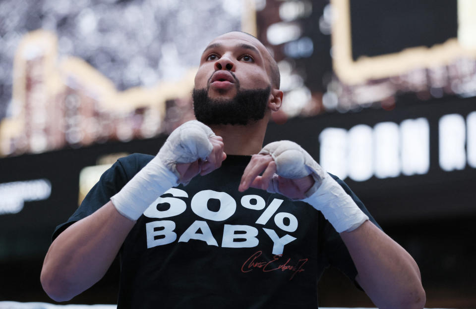 Boxing - Chris Eubank Jr & Conor Benn Media Workouts - The Now Building, London, Britain - October 5, 2022 Chris Eubank Jr during his media workout after the boxing board of control said they would not sanction the Chris Eubank Jr v Conor Benn fight Action Images via Reuters/Andrew Couldridge