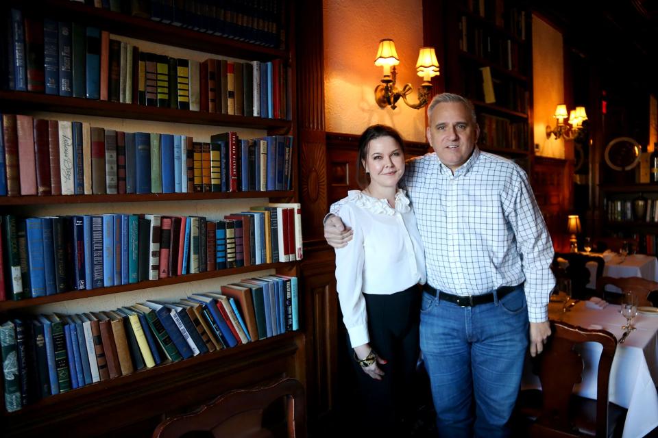 Adrienne and Paul Waterman, the new owners of the Library Restaurant in Portsmouth, seen Friday, Feb. 3, 2023, live in the Rockingham Hotel above the State Street restaurant.