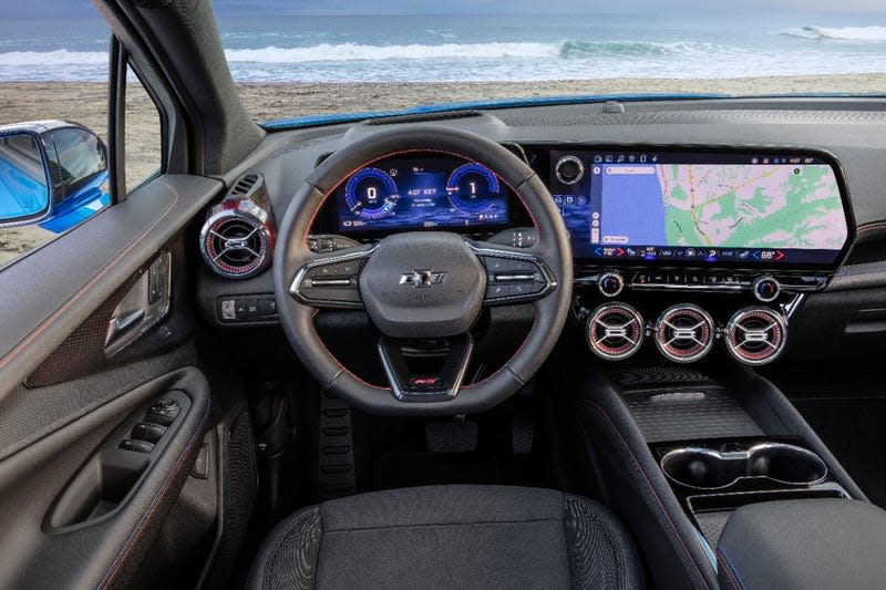 A picture showing a driver's view of the cockpit showing the four window controls.