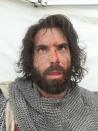 <p>A brief break during our first day filming @knightfallshow. Our costumes weighed a staggering 50lbs and it was a BOILING hot day in Dubrovnik. We had been fighting for 8 hours straight and were utterly exhausted. At this point I had no idea how we were going to get through the 7 months shooting. You can see how bloodshot my eyes are from the endless sweat pouring into them! — @tom_cullen #Knightfall #HISTORY<br>(Photo: Instagram) </p>