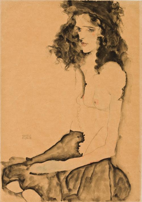 Egon Schiele's 1911 drawing "Girl with Black Hair" was held at the Allen Museum of Art at Oberlin College, in Ohio. The Jewish cabaret performer Fritz Grünbaum owned the piece before Nazis looted the art during the Holocaust.