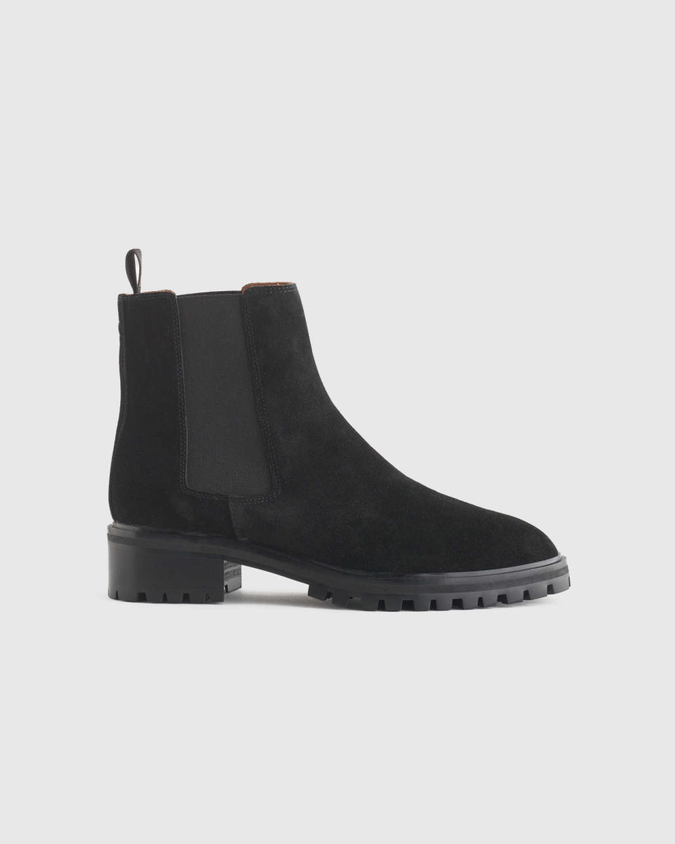 <p><a href="https://go.redirectingat.com?id=74968X1596630&url=https%3A%2F%2Fwww.quince.com%2Fwomen%2Fwomen-s-italian-leather-chelsea-boots&sref=https%3A%2F%2Fwww.cosmopolitan.com%2Fstyle-beauty%2Ffashion%2Fg46651630%2Fquince-review%2F" rel="nofollow noopener" target="_blank" data-ylk="slk:Shop Now;elm:context_link;itc:0;sec:content-canvas" class="link ">Shop Now</a></p><p>Italian Suede Chelsea Boot</p><p>quince.com</p><p>$99.90</p>