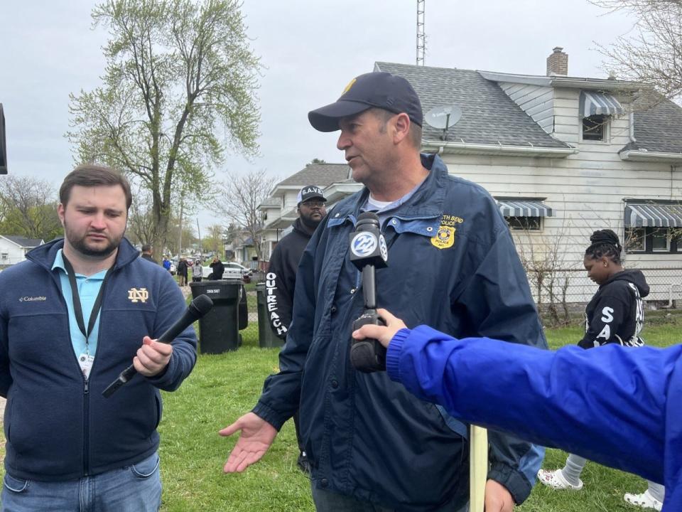 South Bend Police Chief Scott Ruszkowski speaks to journalists at a press conference April 21 in reaction to the April 20 shooting death of 11-year-old South Bend resident T'yon Horston.