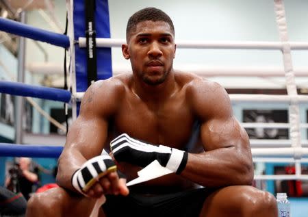 Boxing - Anthony Joshua Media Work Out - Sheffield, Britain - October 17, 2017 Anthony Joshua during the work out Action Images via Reuters/Matthew Childs