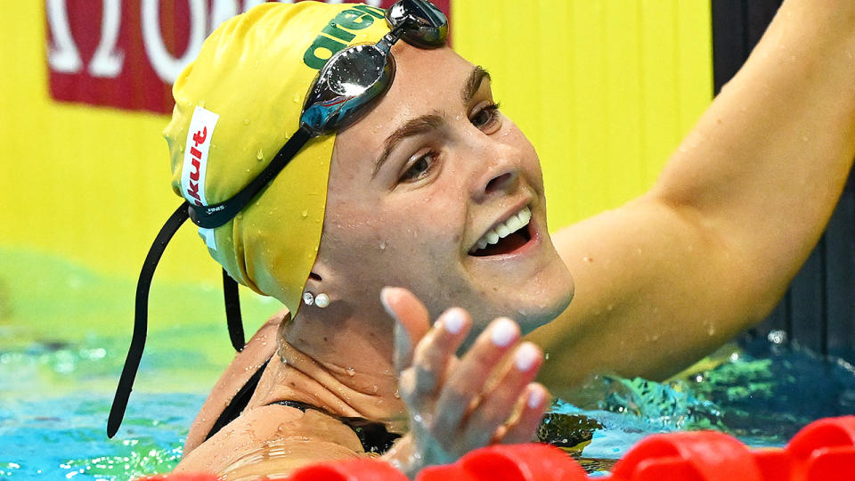 Shayna Jack helped Australia to a gold medal in the 4x100m freestyle relay at the FINA World Championships this weekend, in her return to international competition. (Photo by Quinn Rooney/Getty Images)