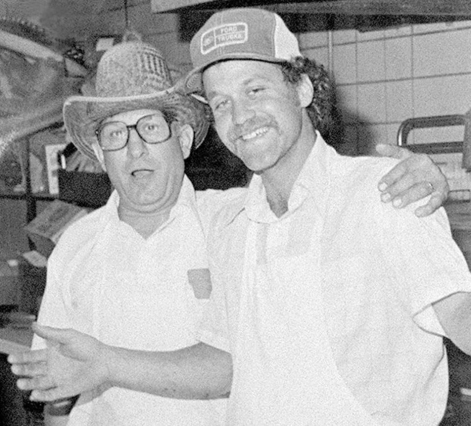 Frank "Bamie" Bonanno, left, and his son Ron Bonanno worked together at Bamie's Pizza House on the southside of Des Moines.