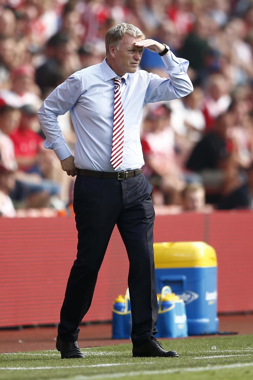 Football Soccer Britain - Southampton v Sunderland - Premier League - St Mary's Stadium - 27/8/16 Sunderland manager David Moyes Reuters / Peter Nicholls Livepic EDITORIAL USE ONLY. No use with unauthorized audio, video, data, fixture lists, club/league logos or "live" services. Online in-match use limited to 45 images, no video emulation. No use in betting, games or single club/league/player publications. Please contact your account representative for further details.