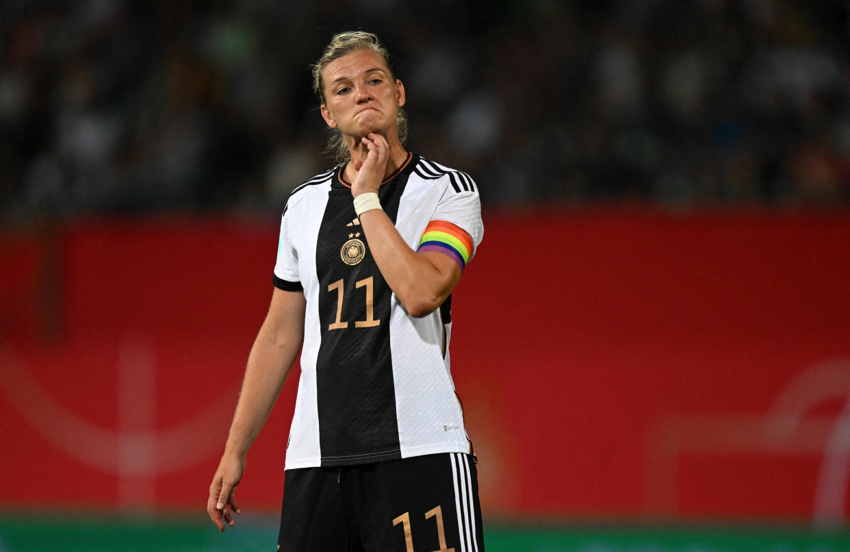 Alexandra Popp, ici lors du match amical Allemagne-Zambie à Fuerth, le 7 juillet 2023.