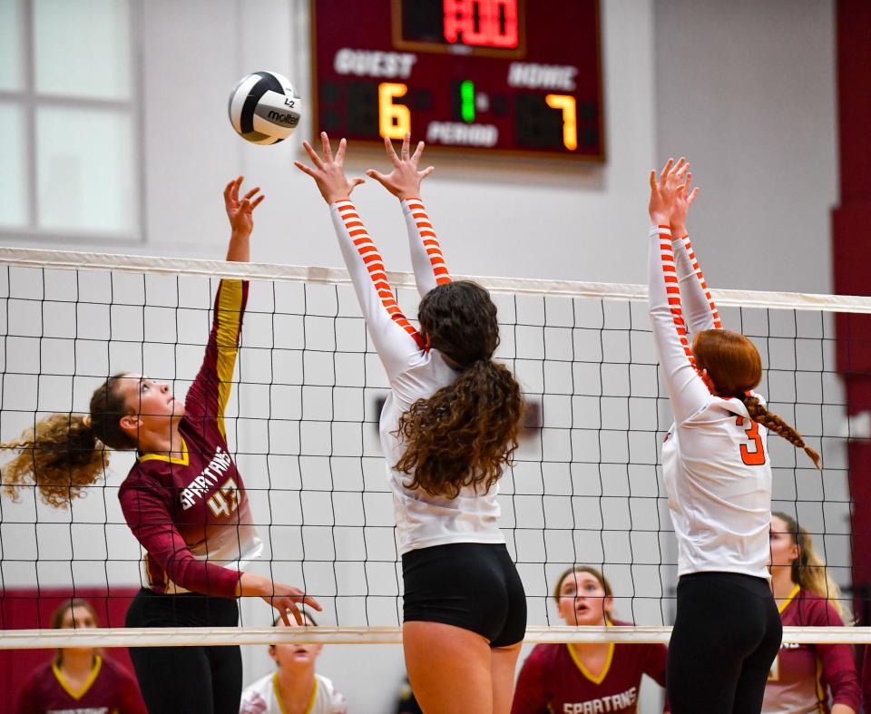 Somerset College Preparatory Academy hosts Lincoln Park Academy in a high school volleyball match, Tuesday, Sept. 12, 2023, in Port St. Lucie.