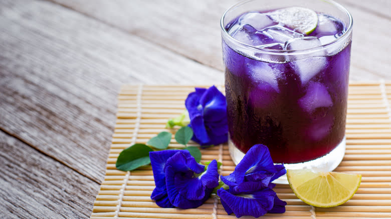 Drink made with butterfly pea flower