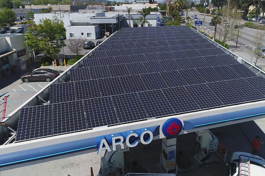 Arco gas station with solar panels