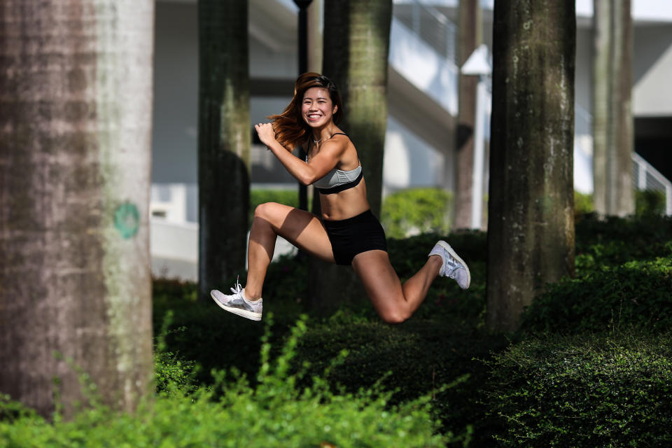 Winning races and improving personal-best times give Kerstin Ong plenty of joy in her hurdling career. (PHOTO: Cheryl Tay)