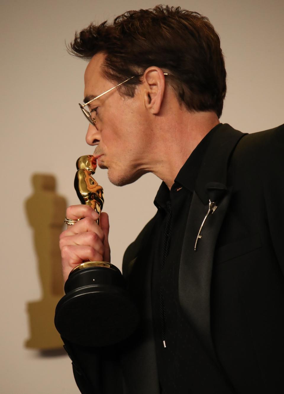 Robert Downey Jr., winner of Best Actor in a Supporting Role for 'Oppenheimer,' at the 96th Oscars at the Dolby Theatre at Ovation Hollywood in Los Angeles on March 10, 2024.