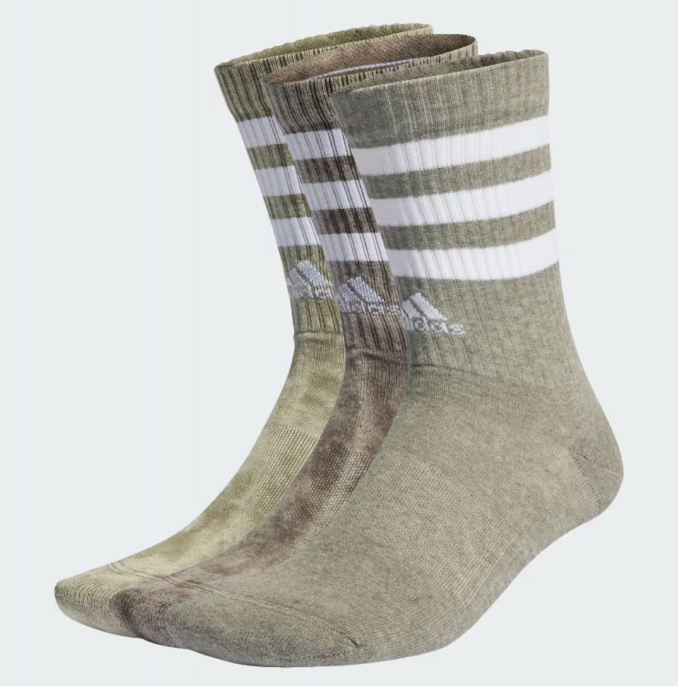 the three-pack of stonewashed adidas crew socks