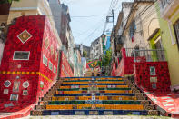 <p>L’escalier Selarón de Rio de Janeiro a fait une apparition dans le clip ‘Beautiful’ de Pharrel en 2002, et ce célèbre monument compte plus de 150,000 hashtags sur Instagram. <em>[Photo: Getty]</em> </p>