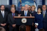 FILE PHOTO: U.S. Vice President Pence addresses reporters during his daily Coronavirus Task Force news briefing at the White House in Washington