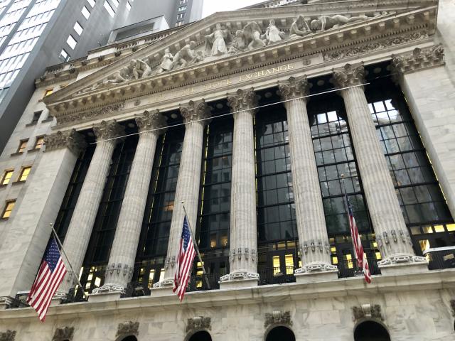 Fachada de la Bolsa de Nueva York, New York Stock Exchange NYSE en Wall Street, Manhattan, Nueva York. Foto: Getty Images. 