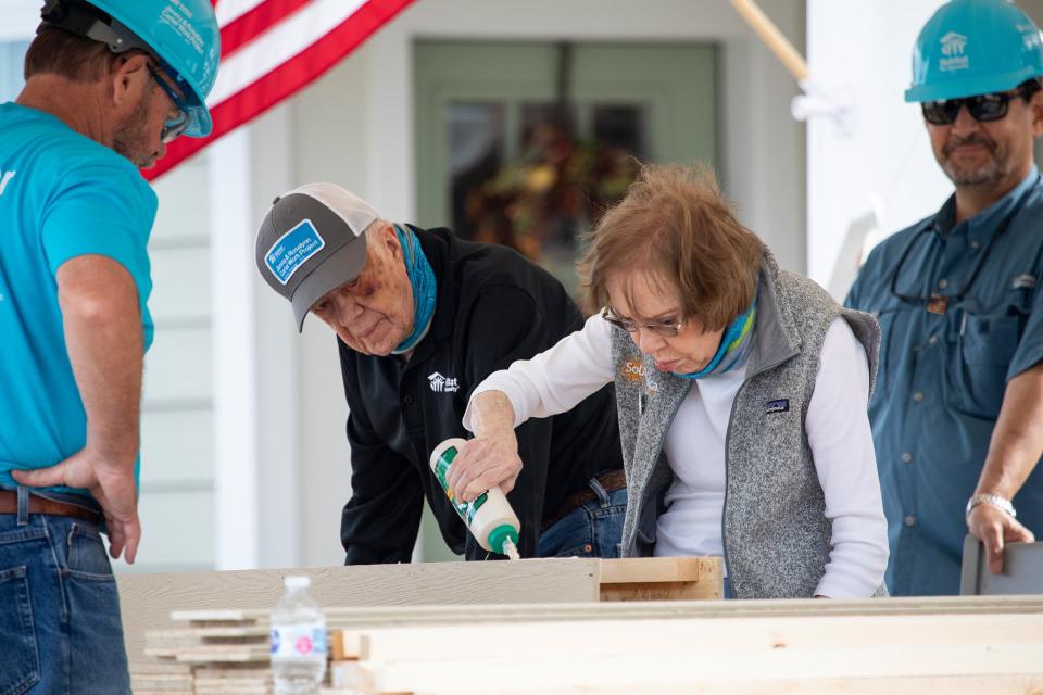 President and Mrs. Carter at the Habitat build in Nashville, Tennessee, in 2019.