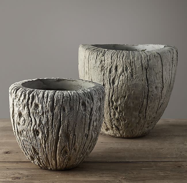 Textured Bark Concrete Planter