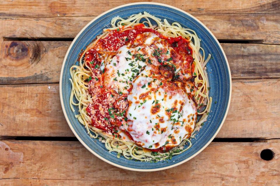 Chicken Parmesan is among the highlights of the fall menu at Bittersweet Farm in Westport.