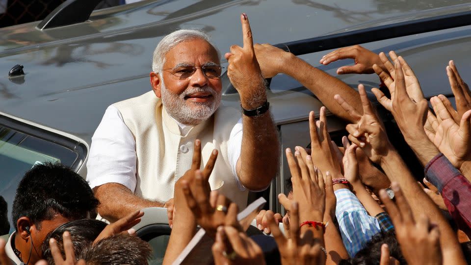 Narendra Modi casts his vote in the general election in Ahmedabad on April 30, 2014. - Amit Dave/Reuters