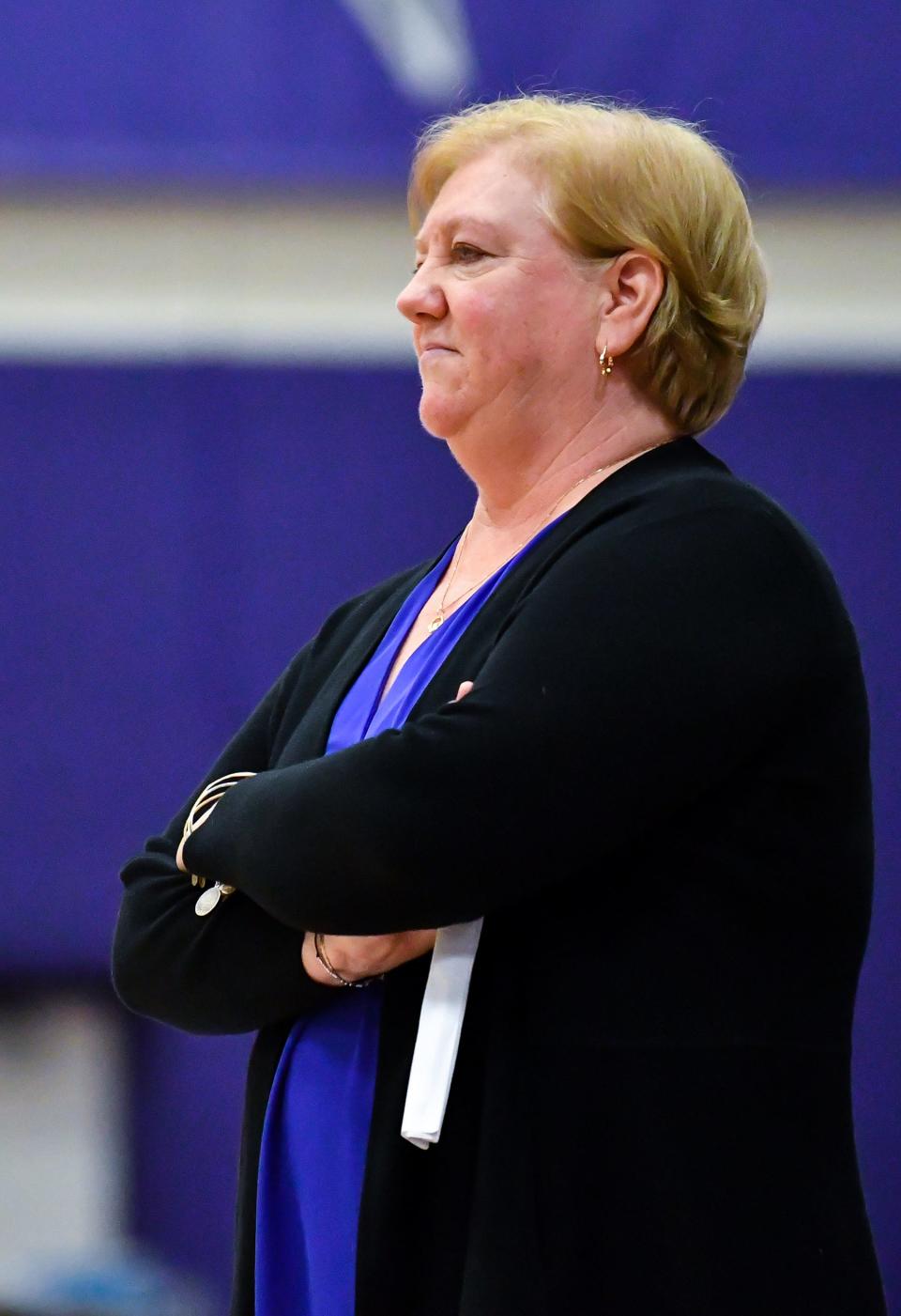 Trisha Brown recently became the second coach in Stonehill College women's basketball history to reach the 400-win mark.