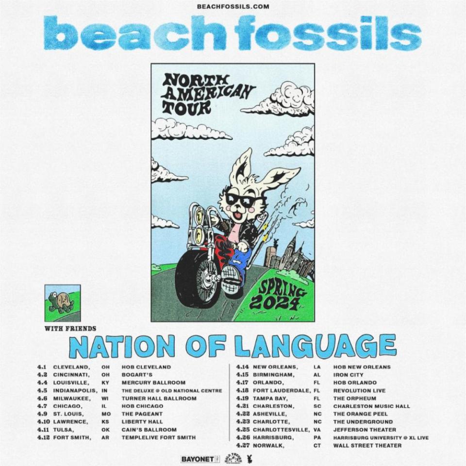 beach fossils nation of language 2024 us tour dates poster