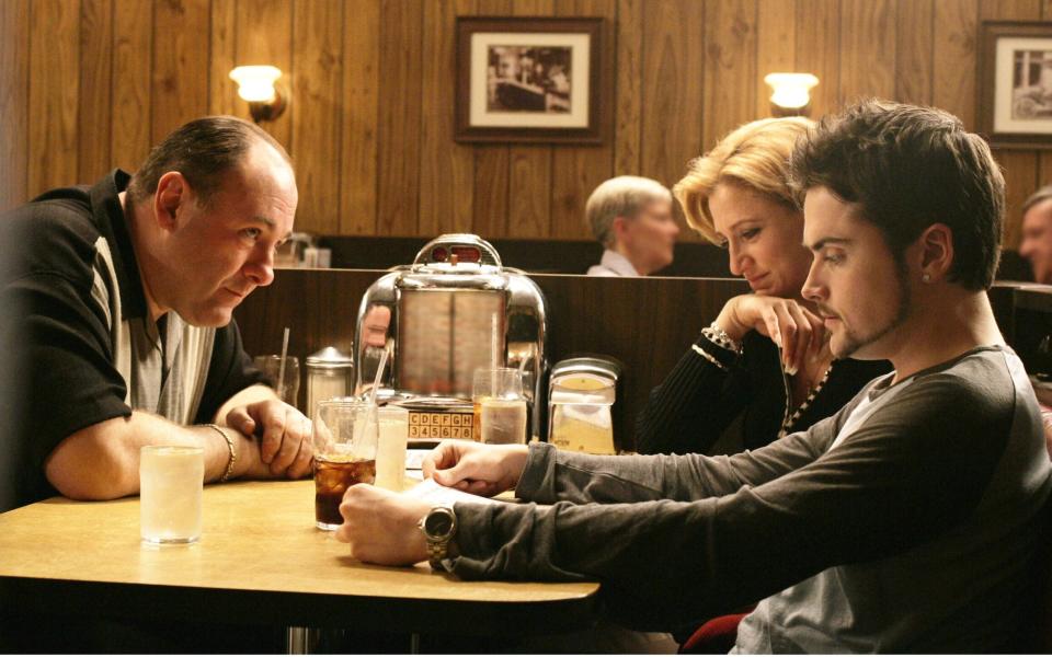 James Gandolfini, Edie Falco and Robert Iler in the final scenes of The Sopranos - HBO/Kobal/Shutterstock