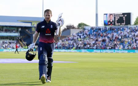 Britain Cricket - England v South Africa - First One Day International - Headingley - 24/5/17 England's Eoin Morgan walks off after being dismissed Action Images via Reuters / Jason Cairnduff