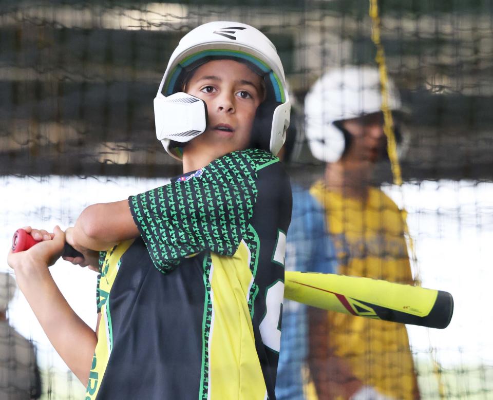 Middleboro 12U Nationals (New England) Shawn Miller during batting practice at the Little League World Series in South Williamsport, PA on Tuesday, August 16, 2022.    