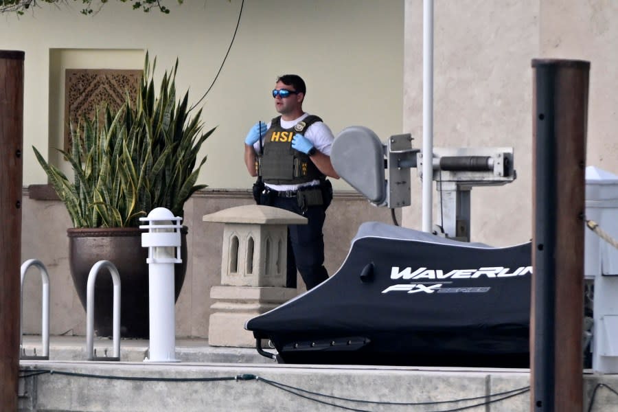 MIAMI BEACH, FL – MARCH 25: Police and Homeland Security officers are seen at the waterfront mansion of Sean Combs aka Diddy in Miami during a bi-coastal raid on March 25, 2024 in Miami Beach, Florida. (Photo by MEGA/GC Images)