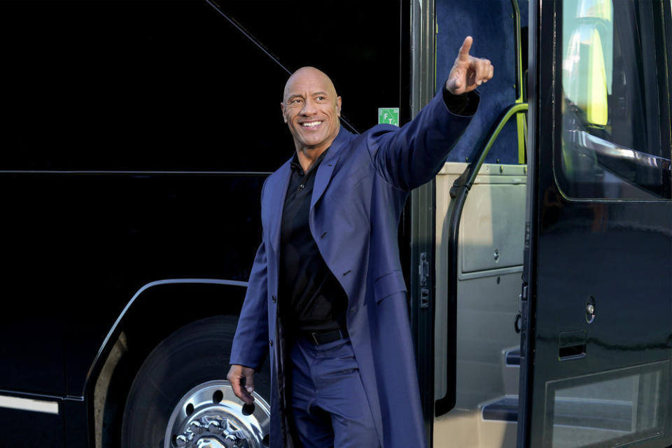 This image released by NBC shows Dwayne Johnson in "Young Rock," premiering on Feb. 16. (Frank Masi/NBC via AP)