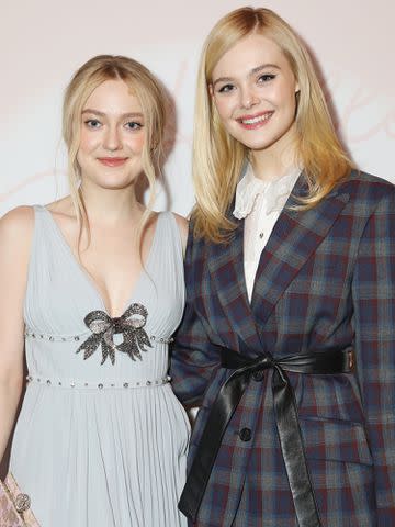 <p>David M. Benett/Dave Benett/Getty</p> Dakota Fanning and Elle Fanning attend the Miu Miu Women's Tales # 15 Screening at The Curzon Mayfair on February 19, 2018 in London, England.