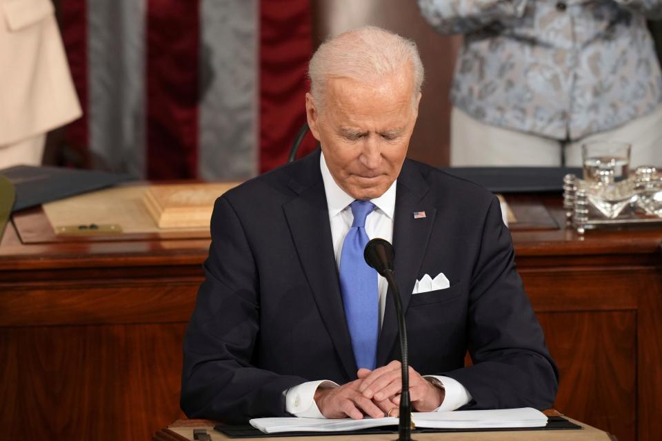 President Joe Biden speaks to a joint session of Congress on April 28, 2021, in Washington.