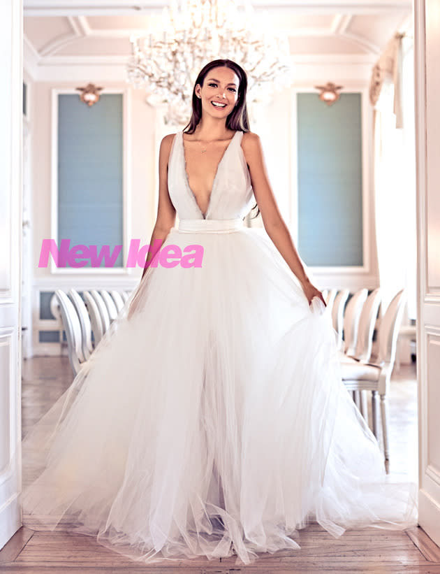 Ricki-Lee in her custom-made bridal gown by Johanna Johnson, only in this week's New Idea.