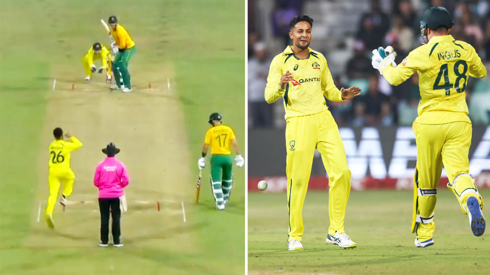 Tanveer Sangha returned the best figures from an Aussie spinner in their T20I debut. Image: Fox Cricket/AAP